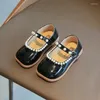 Flat Shoes Spring Children's Leather Fashion Sweet Little Girl Pearl Princess Kids Non-Slip Soft Flats G523