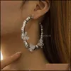 Hoop Huggie Sier Or Hoop Boucles D'oreilles Femmes Iced Out Bling Strass Papillon Géométrique Bambou Boucle D'oreille De Mode Marque Déclaration Stree Dhscr