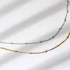 Zincirler Gümüş 925 Kadınlar için gerçek küçük boncuk zinciri Minimalist Koreli El Yapımı Altın Kaplama Gerilim Kolye Güzel Takı Emnl023