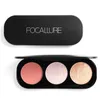 Blush and Highlighter Palette 3 in 1 Makeup Powder Palette 3D Brightening Color Rendering Long-Lasting Cosmetics