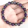 Strand MG1727 Fashion Womens Gemini Zodiac Armband 8 mm Äkta Amethyst Hematit Chakra Wrist Mala Natural Gemstone Jewelry