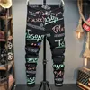 Jeans masculinos outono de outono masculino 2022 3d Cores digitais imprimem adolescentes homens calças casuais calças jeans de rua de streetwear