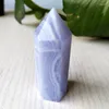 Decorative Figurines Natural Stone Blue Lace Agate Crystal Tower Wand Point Spiritual Room Decoration Home Crystals And Stones Healing