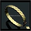 Bangle armband smycken droppleverans 2021 varumärke rostfritt stål hårt 18k guld rosen sier ribbade armband för mode män kvinnor cocktail