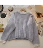 Women's Sweaters Winter Korean Style Temperament Loose Lace Edge Stand-up Collar Pullover Long-sleeved Mohair Sweater Women