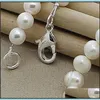 Beaded Necklaces Natural Pearl Necklaces White Plated Sier Chain Woman Engagement Wedding Jewelry 748 Z2 Drop Delivery 2022 Pendants Dhixf