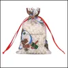 Sacs De Rangement Joyeux Noël Cadeau Dstring Sacs De Rangement Gaze Arbre Cloches Organisateurs Pling Cordes Bonbons Sucre Conteneur Etamine Personnalisé 0 Dhxnu