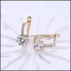 Stud Stud Earrings For Women Round Colorf Cubic Zirconia Copper Earring Korean Style Female Fashion Jewelry Girlfriend Gift Drop Deli Dhkx8