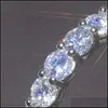 Bröllopsringar Lover Promise Rund Cut 4mm/6mm Diamond CZ 925 Sterling Sier Engagement Wedding Band Rings for Women Bridal Jewelr Dhltt