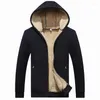 Men's Hoodies Autumn Winter Wool Warm Coats Zipper Fleece Hooded Overcoat Male Streetwear