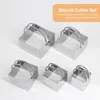 Moldes de panificação 5pcs 5 tamanhos Biscoit Cutter Conjunto quadrado de biscoitos de aço inoxidável para massa de massa bolsa