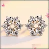 Stud 925 Sterling Sier Stud Boucles d'oreilles Femme Bijoux de mode Nouvelle fleur de pêche Zircon Cristal Drop Livraison 2022 Boucle d'oreille Dhoiz