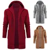 Heren Hoodies Solid Color Gebreide laag Hapleed Long Windbreaker Cardigan Middelste Sweater Sweater Casual Men Sleeve