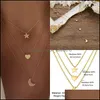 Chaînes Plaqué Or Étoiles Lune Collier Amour Forme Pendentifs Chaîne Alliage Rétro Colliers Nouveau Modèle Bijoux Accessoires Drop Delivery Dhkjv