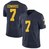 NCAA Football College Michigan Wolverines Jersey 7 Donovan Edwards 41 Isaiah Gash 14 Roman Wilson 6 Cornelius Johnson 25 Junior Colson 23 CJ Stokes Blue White Jaune