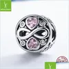Charms Charms Authentic 925 Sterling Sier Infinity Love Pink Heart Crystal Beads Fit Charmarmbanden Fijne sieraden S925 2003 Q2 Drop D DHTAW