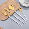 Flatware Sets Zoseil 24Pcs Red Gold Dinnerware Set Mirror Stainless Steel Knife Forks Spoon Cutlery Tableware Kitchen Western