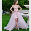 Hi Lo Vintage Prom senza spalline D Fiori Corsetto in tulle Abito bustier Backless Abiti da sera grigi Abiti formali Abiti su misura