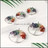 Charms 7 Chakra Pierre Arbre de Vie Pendentifs Enveloppés À La Main Pour La Mode Colorf Charme Bijoux Accessoires En Gros-Z 228 R2 Dro Dhkrt