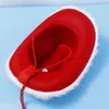 Berets Western Style Christmas Crown Cowgirl Hat For Women Girl Cowboy Caps Red Tiara Costume Party Feather Fedora