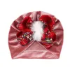 M527 barn jul hatt spädbarn baby flicka bowknots pleuche cap indiska turban mössor huvudbonad skalle beanie barn hattar