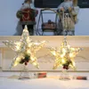 Kerstdecoraties Iron uitstekend kleurrijke LED Tree Top Star gloeiend ornament Duurzame batterij aangedreven voor huishouden