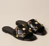 Casualstyle Praia Roman Stud Sandálias Slide Mules Maxi Studs Flip Flops De Couro Rosa Nu Preto Conforto Andando EU35428218728