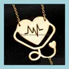 Pendant Necklaces Fashion Medical Pendant Necklaces Stainless Steel I Love You Heart Stethoscope Necklace Jewelry For Nurse Doctor Gi Dhxjn