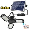 60LEDS Solar Garden Lights 800lm 3 Lamphuvud Justerbart sols￤kerhetsv￤ggsljus med fj￤rrtimer LED Garage