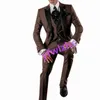 Anpassa Tuxedo One Button Handsome Peak Lapel Groom Tuxedos Men Suits Wedding/Prom/Dinner Man Blazer Jacket Pants Tie Vest W1177