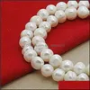 Beaded Necklaces Natural Pearl Necklaces White Plated Sier Chain Woman Engagement Wedding Jewelry 748 Z2 Drop Delivery 2022 Pendants Dhixf