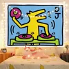 Wandteppiche, Keith Haring, Graffiti-Hintergrund, Stoff, hängend, Schlafzimmer, Miethaus, Internet, Promi-Schlafsaal, Wandtuch, Straßentrend-Kultur