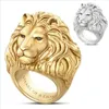 Band Rings Brand Plated Gold Lion Head Men Ring King of Forest Punk Animal Males Jewelry Fashion and Rock Style Gift Rings Drop Deliv Dhmsg