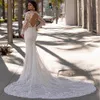 Nouvelles robes de mariée de sirène sans dos voir à travers la taille de la taille de la taille de la taille des appliques florales vestidos de novia long train