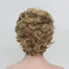 new short curly light strawberry blonde synthetic women's full wig