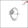 Fedi nuziali 925 Sterling Sier Square Glitter Wishbone Cuore elevato Anello stella cielo Fidanzamento donna e consegna goccia di nozze 2022 Dhweo