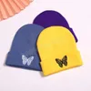 Bonnets tricotés unisexes, chapeau brodé de papillons, chapeaux de Ski chauds d'hiver, casquettes Skullies, casquette élastique douce, Bonnet de Sport pour hommes et femmes