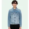 Men's Jackets Off Designer Denim Jacket Hand Painted Graffiti Arrow Sky Blue Denims Coat Fashion Brand Ow Men Women Long Sleeves