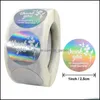 Torebki biżuterii torebki biżuterii 100-500pcs 1 cala holograficzne naklejki Dziękujemy za wsparcie mojej małej firmy Rainbow Wrap B Dhwbe