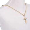 Collane con ciondolo Collana a catena in oro e argento per uomo Gesù pezzo Trendy acciaio inossidabile placcato 18k Inri Crocifisso croce gioielli A56