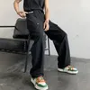 Men's Pants 2022 Summer Men's Cargo Solid Color Multi Pockets Hip Hop Vintage Relaxed Fit Wide Leg Joggers Trousers Streetwear