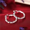 Hoop Huggie 925 Sterling Sier Twisted Rope Loop 38Mm Circle Hoop Earring For Woman Fashion Party Wedding Engagement Jewelry 1281 T2 Dh0Ul