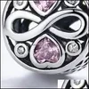 Takılar Takılar Otantik 925 Sterling Sier Infinity Love Pink Heart Kristal Boncuklar Uygun Charm Bilezikleri Güzel Takı S925 2003 Q2 Drop D Dhtaw