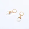 Kolczyki obręcze dayoff europejski złoty kolor symulowany perłowe kolczyki żeńskie okrągłe earstud kobiety biżuteria urok Mały wisiorek e97