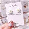 Stud Tiny Acryl Daisy Stud -oorbellen voor vrouwen meisjes nieuwe witte gele bloem oorrang bruidsfeestje vakantie sieraden 106 m2 dro dhs6p