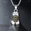 Chains Vintage Viking Clock Pendant Necklace Punk Men's 316L Stainless Steel Compass Nordic Amulet Jewelry Gift Wholesale