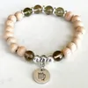 Strand MG1730 Nuovo design Virgo Zodiac Bracciale per donna 8 MM Woodbaeds Quarzo fumé Chakra Polso Mala Gioielli fatti a mano con pietre preziose