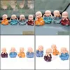 Décorations intérieures 4 pièces / ensemble belle voiture accessoires d'intérieur poupée créative Maitreya résine cadeaux petits moines bouddha Kung Fu petit O Dh0Xc