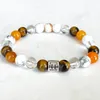 Strand MG1699 Womens Gemini Zodiac Bracelet 8 mm laranja ágata tigre olho uivo de cristal de cristal pulso mala jóias de pedras preciosas naturais