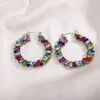 Hoop Earrings Fashion 2022 Trend Vintage Colorful Diamond Metal Women Drop Geometry Round-shape Jewelry Accessories